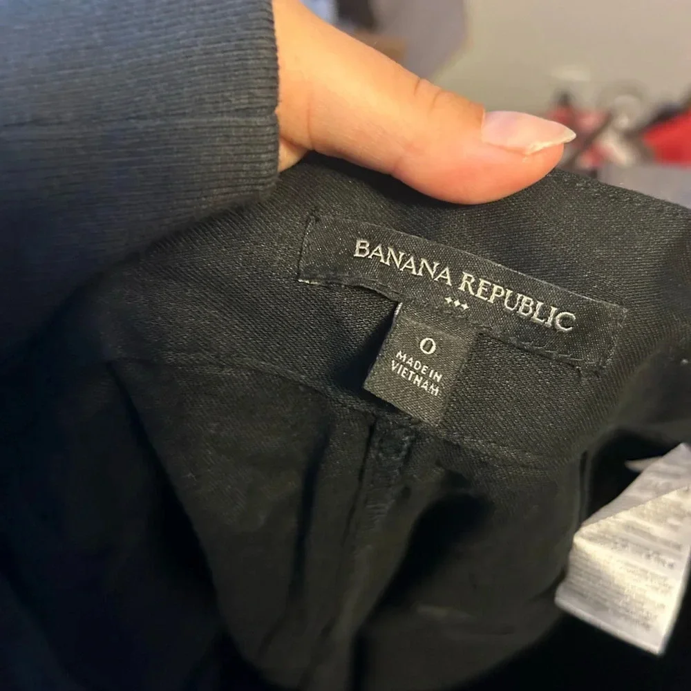 Banana Republic Black Linen High Waisted Slim Ankle Pants